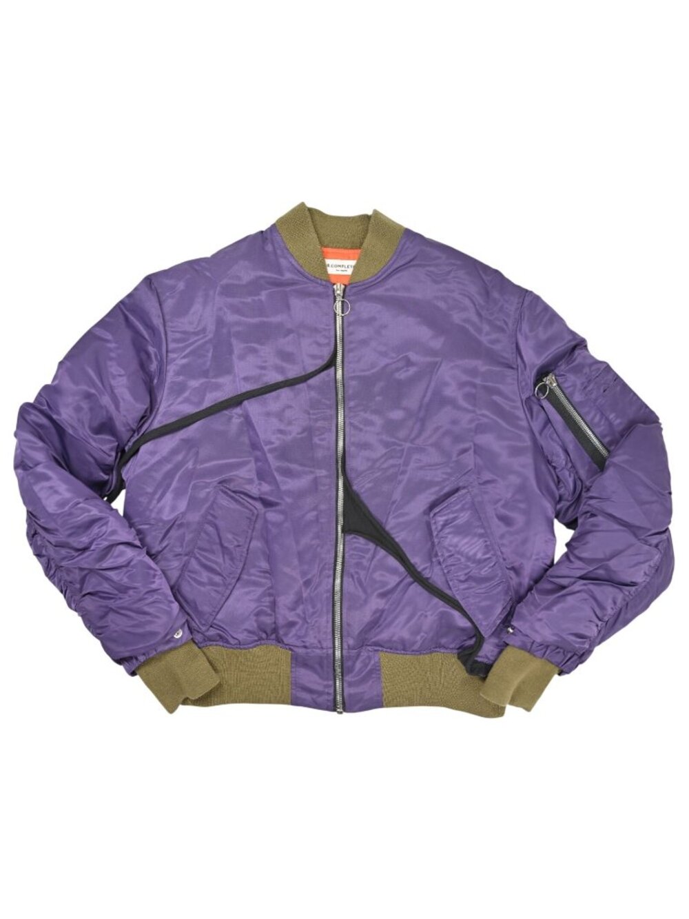 Mr. Completely Zipped Satin Bomber Jacket in Violet